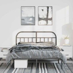 Cadre de lit métal sans matelas avec tête de lit noir 150x200cm 