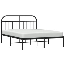 Cadre de lit métal sans matelas avec tête de lit noir 150x200cm 