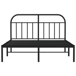 Cadre de lit métal sans matelas avec tête de lit noir 150x200cm 