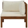 Ensemble de canapés 2 pcs et coussins blanc crème Acacia solide 