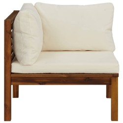 Ensemble de canapés 2 pcs et coussins blanc crème Acacia solide 
