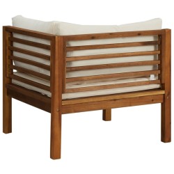 Ensemble de canapés 2 pcs et coussins blanc crème Acacia solide 
