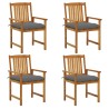 Chaises de jardin avec coussins lot de 4 Bois d'acacia massif 