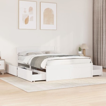 Cadre de lit sans matelas blanc 120x190 cm bois de pin massif 