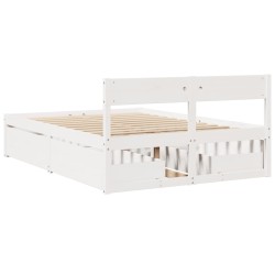 Cadre de lit sans matelas blanc 120x190 cm bois de pin massif 