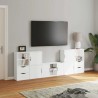 Meubles TV 5 pcs avec rangement ODDA blanc bois de pin massif 