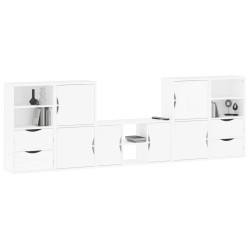 Meubles TV 5 pcs avec rangement ODDA blanc bois de pin massif 