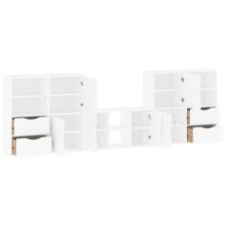 Meubles TV 5 pcs avec rangement ODDA blanc bois de pin massif 
