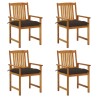Chaises de jardin avec coussins lot de 4 Bois d'acacia massif 