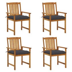 Chaises de jardin avec coussins lot de 4 Bois d'acacia massif 