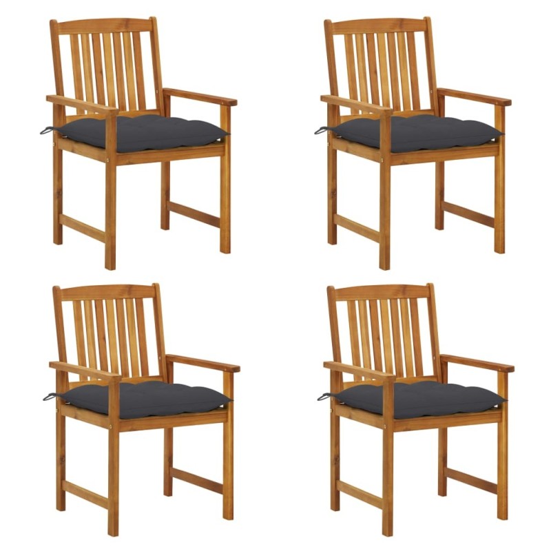 Chaises de jardin avec coussins lot de 4 Bois d'acacia massif Chaises de jardin avec coussins lot de 4 Bois d'acacia massif