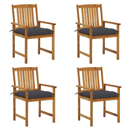 Chaises de jardin avec coussins lot de 4 Bois d'acacia massif 