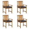 Chaises de jardin avec coussins lot de 4 Bois d'acacia massif 