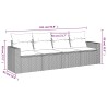 Salon de jardin 4 pcs avec coussins gris résine tressée 