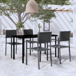 Ensemble à manger de jardin 5 pcs Noir 