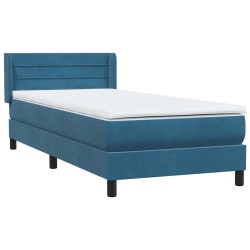 Sommier à lattes de lit et matelas bleu foncé 80x220 cm velours 