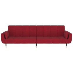 Canapé-lit à 2 places et deux oreillers Rouge bordeaux Velours 