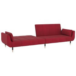 Canapé-lit à 2 places et deux oreillers Rouge bordeaux Velours 