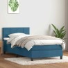 Sommier à lattes de lit et matelas bleu foncé 80x220 cm velours 