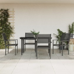 Ensemble à manger de jardin 5 pcs noir textilène et acier 