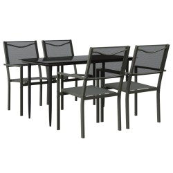 Ensemble à manger de jardin 5 pcs noir textilène et acier 