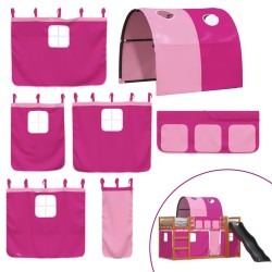 Lit superposé sans matelas avec toboggan et rideaux 80x200 cm 