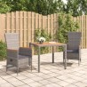 Ensemble à manger de jardin 3 pcs coussins gris résine tressée 