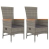 Ensemble à manger de jardin 3 pcs coussins gris résine tressée 