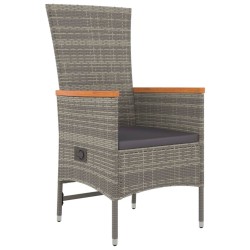 Ensemble à manger de jardin 3 pcs coussins gris résine tressée 