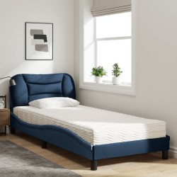 Lit avec matelas bleu 90x190 cm tissu 