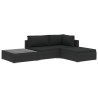 Salon de jardin 4 pcs avec coussins Résine tressée Noir 