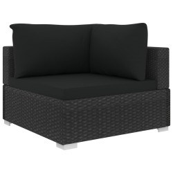 Salon de jardin 4 pcs avec coussins Résine tressée Noir 