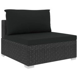 Salon de jardin 4 pcs avec coussins Résine tressée Noir 