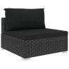 Salon de jardin 4 pcs avec coussins Résine tressée Noir 