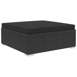 Salon de jardin 4 pcs avec coussins Résine tressée Noir 