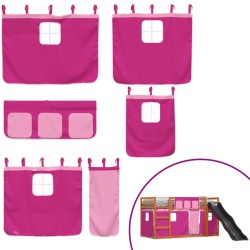 Lit superposé sans matelas avec toboggan et rideaux 90x190 cm 