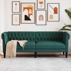 Canapé Chesterfield 3 places vert foncé tissu 
