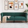 Canapé Chesterfield 3 places vert foncé tissu 
