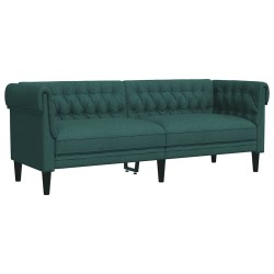Canapé Chesterfield 3 places vert foncé tissu 