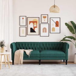 Canapé Chesterfield 3 places vert foncé tissu 