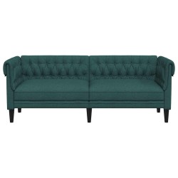 Canapé Chesterfield 3 places vert foncé tissu 