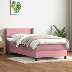 Sommier à lattes de lit avec matelas rose 80x210 cm velours 