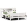 Lit bibliothèque sans matelas blanc 200x200 cm bois pin massif 