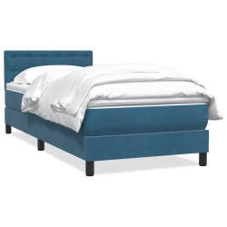 Sommier à lattes de lit et matelas bleu foncé 90x220 cm velours 