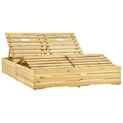 Chaise longue double et coussins gris Bois de pin imprégné 