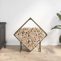 Portant de bois chauffage vert olive 80x25x80 cm 