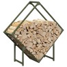 Portant de bois chauffage vert olive 80x25x80 cm 
