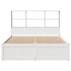 Cadre de lit sans matelas blanc 150x200 cm bois de pin massif 