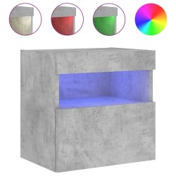 Meuble TV mural avec lumières LED gris béton 40x30x40 cm 