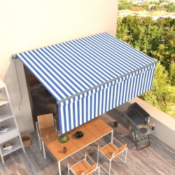 Auvent manuel rétractable avec store 4x3 m Bleu et blanc 